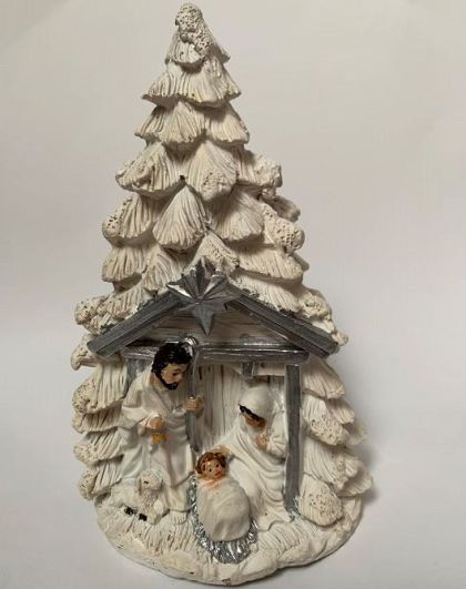 Figurka Szopka Święta Rodzina z choinką 15cm