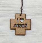 Krzyżyk drewniany duży - I love Jesus - MDF
