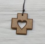 Krzyżyk drewniany duży - Serce - MDF