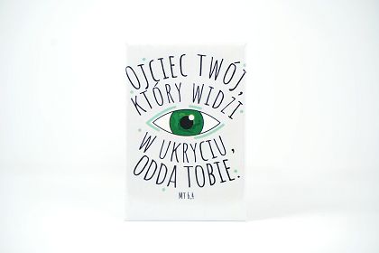 Magnes metalowy 8 x 5,5 cm - Ojciec Twój, który widzi w ukryciu odda Tobie Mt 6, 4 