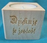 Świecznik drewniany IHS Dziękuję że jesteś! - 2