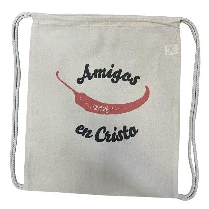 Plecak ecru z napisem Amigos en Cristo