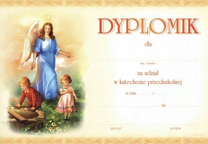 Dyplomik ukończenia katechizacji w przedszkolu wzór 8
