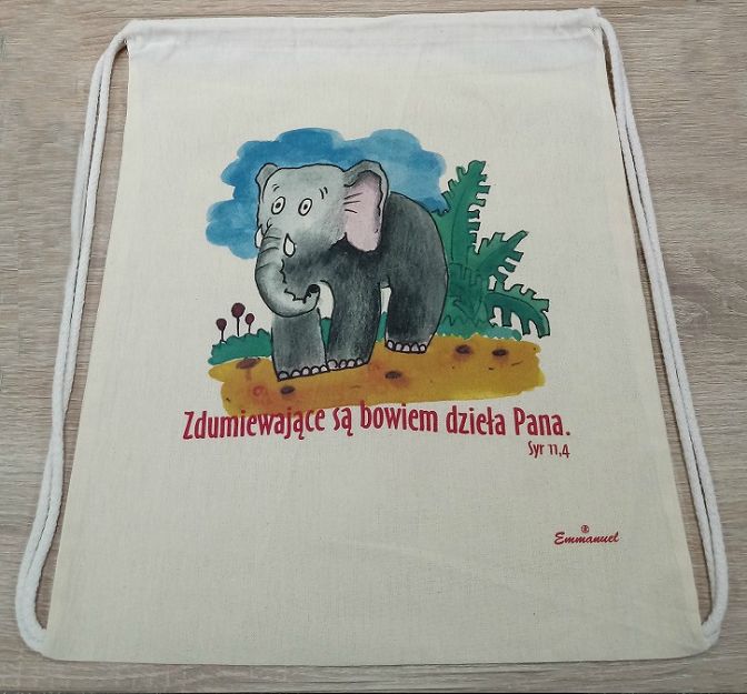 Plecak bawełniany Zdumiewające są dzieła Pana