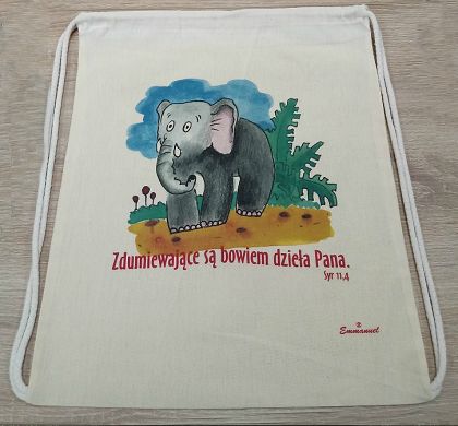 Plecak bawełniany ecru Zdumiewające są dzieła Pana
