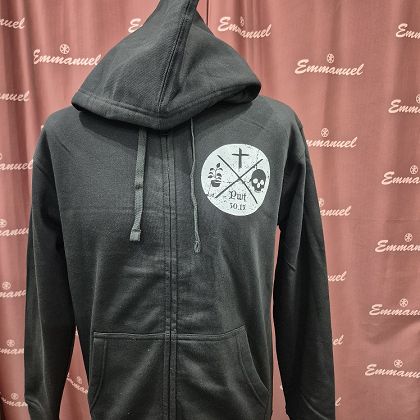 Bluza z kapturem czarna rozpinana Kładę przed tobą