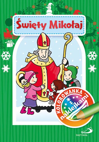 Święty Mikołaj kolorowanka z naklejkami