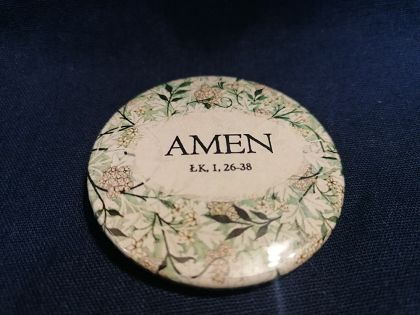 Przypinka button 5,6 cm Amen