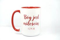 Kubek z kolorowym wnętrzem 440 ml -  Bóg jest miłością 1 J 4, 16 - 2