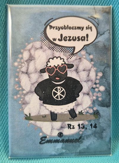 Magnes metalowy 8 x 5,5 cm Przyobleczmy się w Jezusa