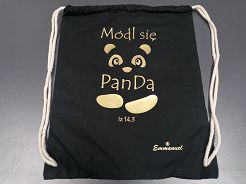 Plecak kolorowy czarny Módl się Pan da