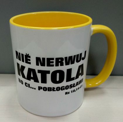 Kubek z kolorowym wnętrzem - Nie nerwuj Katola
