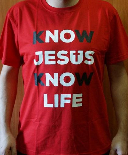 Koszulka T-shirt czerwona KNOW JESUS KNOW LIFE