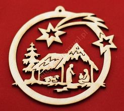 Ozdoba świąteczna z drewna duża wzór 5