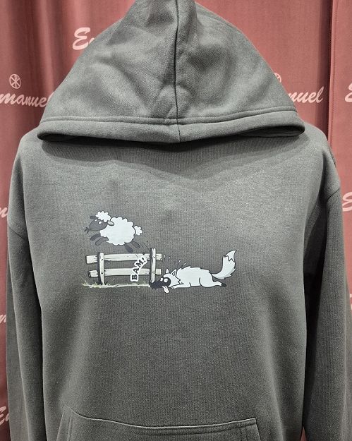 Bluza z kapturem szara Jak owce między wilki
