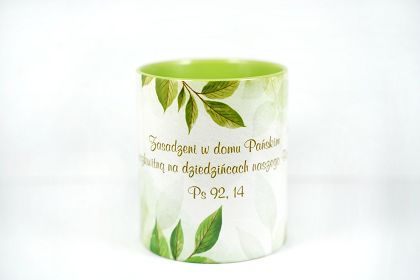 Kubek z zielonym wnętrzem Zasadzeni w domu Pańskim...