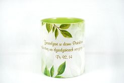Kubek z zielonym wnętrzem Zasadzeni w domu Pańskim...