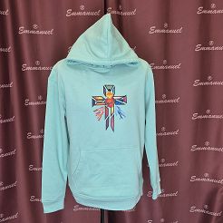 Bluza z kapturem miętowa Krzyż (Witraż)