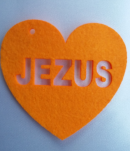 Serce filcowe JEZUS pomarańczowe