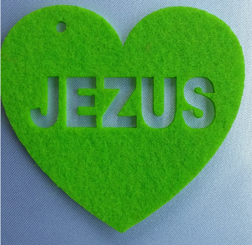 Serce filcowe JEZUS zielone