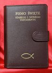 Pismo Święte skóra zamykane na magnes - koloru brązowego