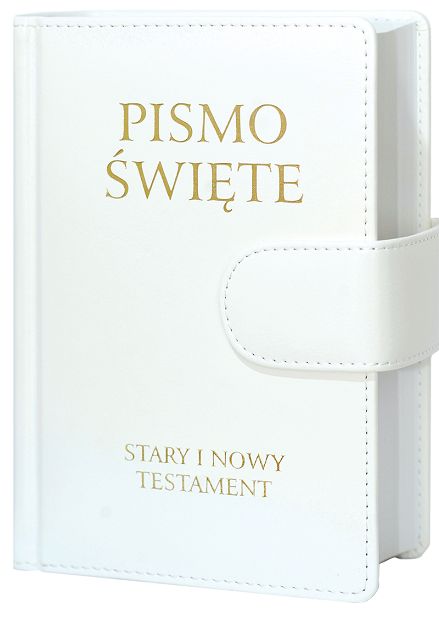 Pismo Święte Stary i Nowy Testament - skóropodobna biała