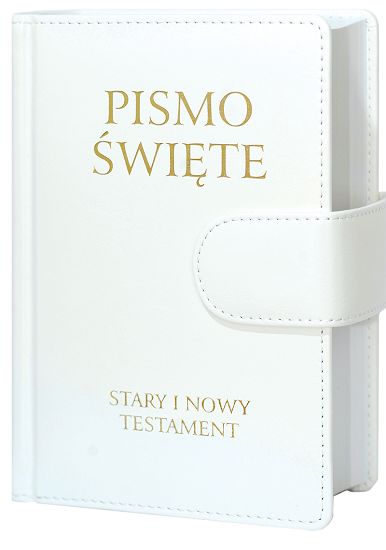 Pismo Święte Stary i Nowy Testament - skóropodobna biała