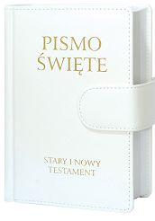 Pismo Święte Stary i Nowy Testament - skóropodobna biała