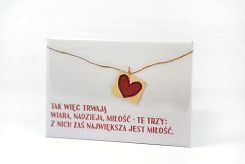 Magnes metalowy 8 x 5,5 cm - Tak więc trwają wiara, nadzieja, miłość...
