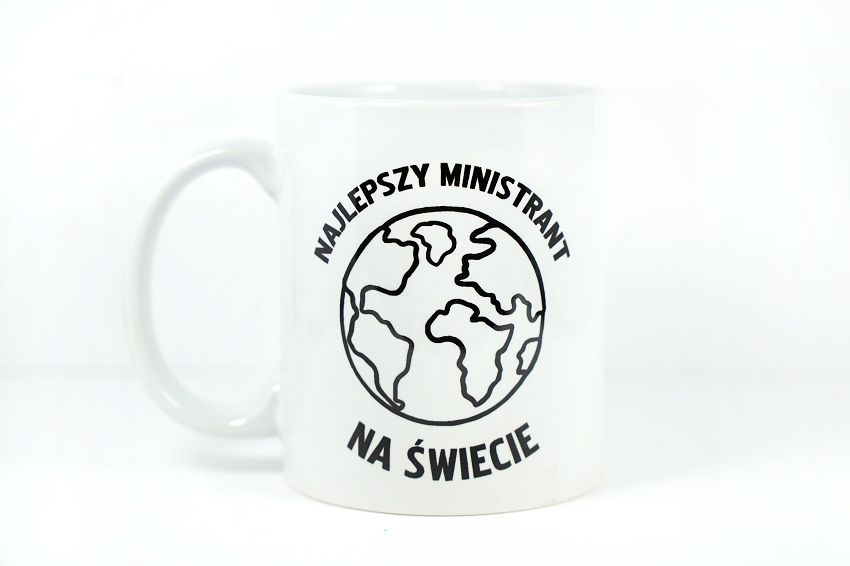 Kubek biały z napisem  Najlepszy ministrant na świecie