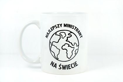 Kubek biały z napisem  Najlepszy ministrant na świecie