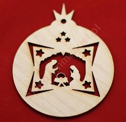 Ozdoba świąteczna z drewna mała wzór 3