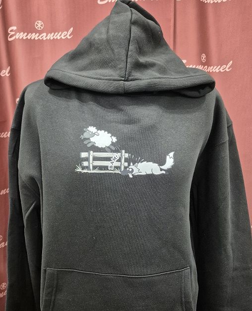 Bluza z kapturem czarna Jak owce między wilki