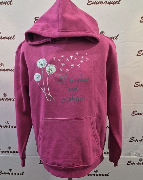 Bluza z kapturem różowa W niebie jest pięknie