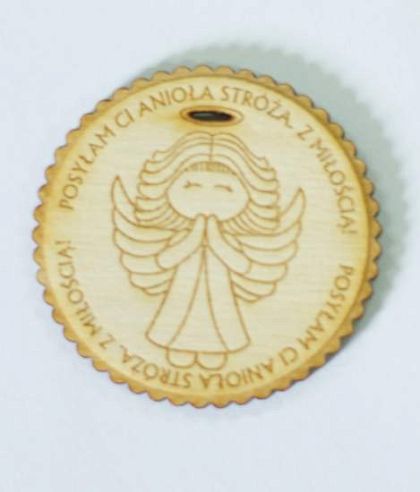 Zawieszka drewniana anioł stróż (5 cm)