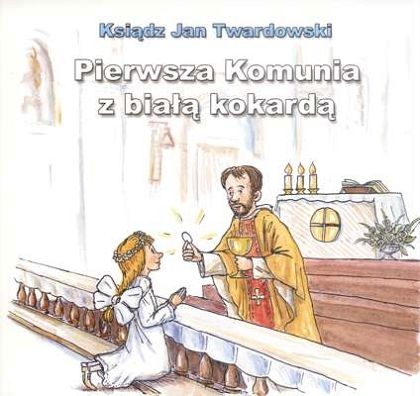 Pierwsza Komunia z białą kokardą