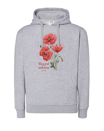 Bluza z kapturem szara Bóg jest miłością