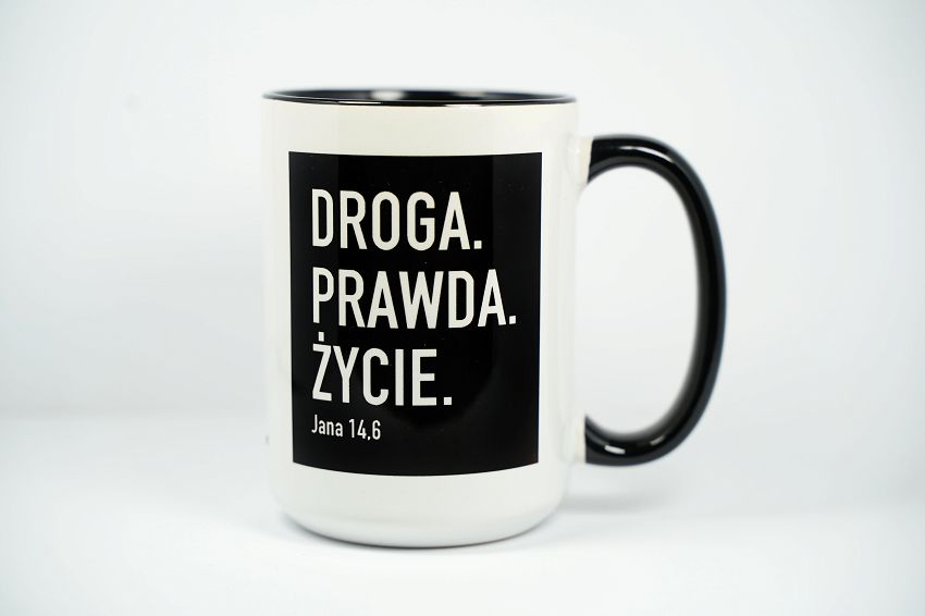 Kubek z kolorowym wnętrzem 440 ml -  DROGA, PRAWDA, ŻYCIE