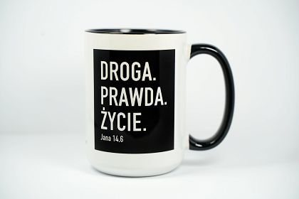 Kubek z kolorowym wnętrzem 440 ml -  DROGA, PRAWDA, ŻYCIE