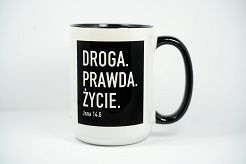 Kubek z kolorowym wnętrzem 440 ml -  DROGA, PRAWDA, ŻYCIE