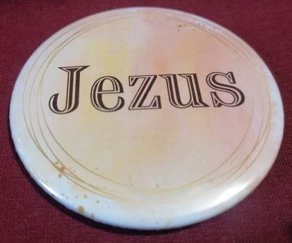 Przypinka button 7,8 cm Jezus wzór 4