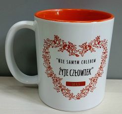 Kubek z kolorowym wnętrzem - Nie samym chlebem żyje człowiek