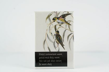 Magnes metalowy 8 x 5,5 cm Pokój zostawiam wam, pokój mój daję wam...