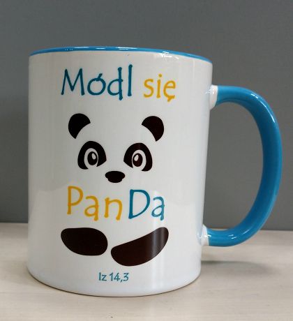 Kubek Módl się PanDa z kolorowym wnętrzem