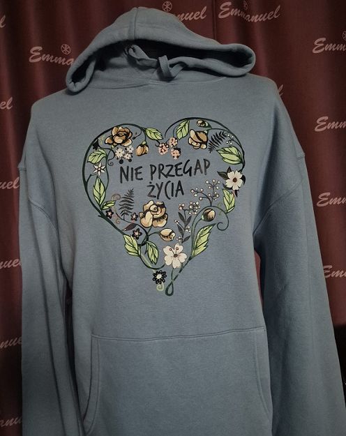 Bluza z kapturem błękitna Nie przegap życia