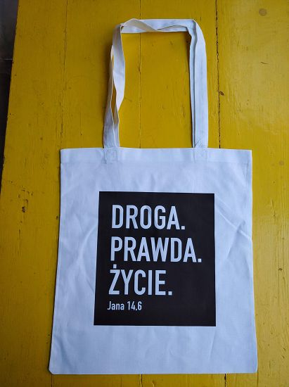 Torba bawełniana kolorowa z nadrukiem Droga Prawda Życie
