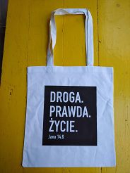 Torba bawełniana kolorowa z nadrukiem Droga Prawda Życie