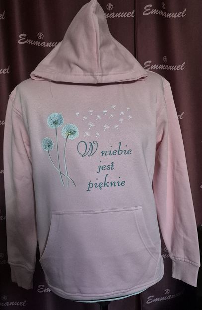 Bluza z kapturem jasnoróżowa W niebie jest pięknie