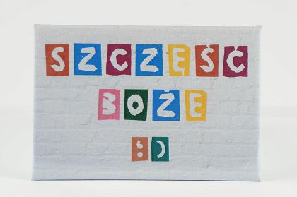 Magnes metalowy 8 x 5,5 cm Szczęść Boże