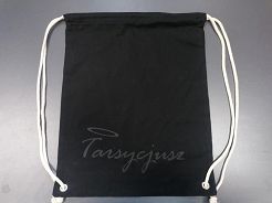 Plecak kolorowy czarny z napisem TARSYCJUSZ (aureola)